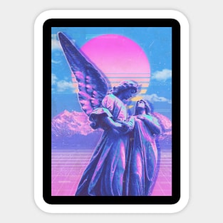 angel statue synthwave Sticker